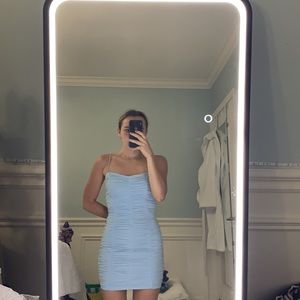 Blue ruched dress